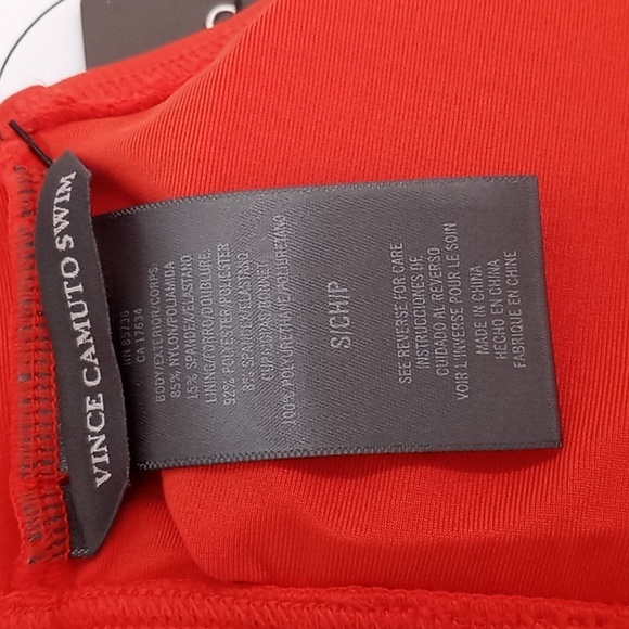 Vince Camuto Serengeti Logo-Ring Cutout Halter Bikini Swim Top Red Sunset S - Picture 13 of 15